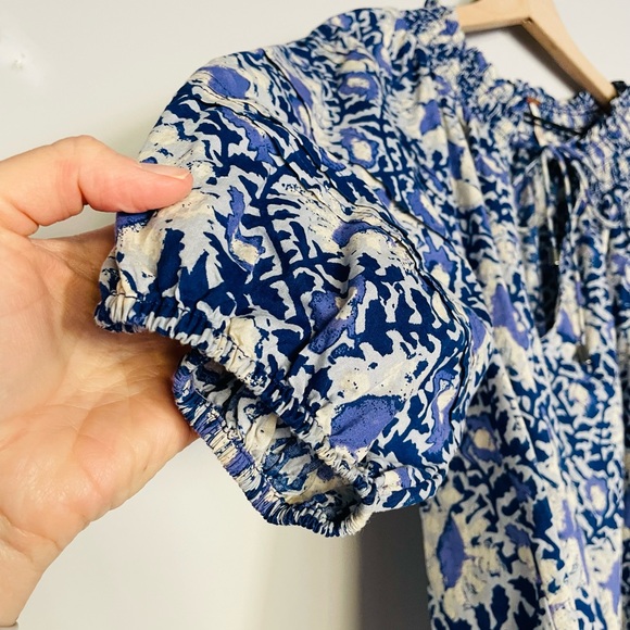 Free People Willow Printed Blouse in Blue Batik Combo - Picture 10 of 15